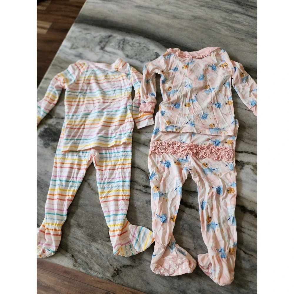 Magnetic Me 9-12 Months Pajama Set‎ 2pc Lot Rainbow Stripe Artist Cat Modal PJs